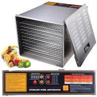Commercial 10 Tray Stainless Steel Food Dehydrator Fruit Meat Jerky Dryer Blower - FREE SHIPPING