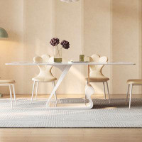 Hokku Designs Modern Rock Slab Rectangular Dining Table Set_33.5" H x 16.9" W x 20.5" D_5
