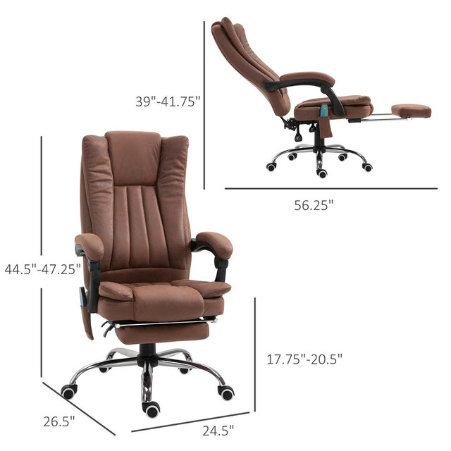 massage office chair 25.2"W x 29.9"D x 47.2"H Brown in Chairs & Recliners - Image 3