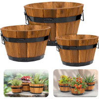 August Grove Bostow 3-Piece Manufactured Wood Pot Planter Set