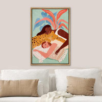 IDEA4WALL IDEA4WALL Framed Canvas Print Wall Art Preppy Room Decor Women & Tropical Cheetah Jungle Plant Nature Animals