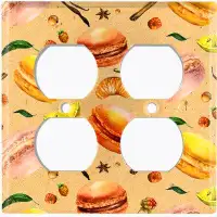 WorldAcc Metal Light Switch Plate Outlet Cover (Colourful Macaron Treat Orange  - Double Duplex)