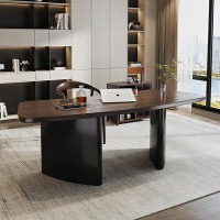 Recon Furniture 70.87" Brown Rectangular Solid Wood Desk