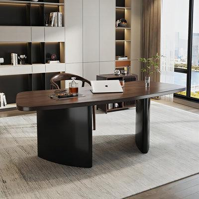 Recon Furniture 70.87" Brown Rectangular Solid Wood Desk in Desks
