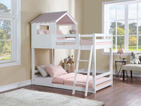 AF - Twin/Twin Bunk Bed, White & Pink Finish  ( 81L X 47W X 89H )