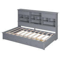 Latitude Run® Twin Size Wood Daybed with Multi-Storage Shelves