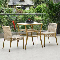Everly Quinn Outdoor Balcony Can Receive Recreational Small Tea Table Simple Recreational Small Household Rope Knitting