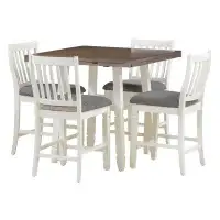 Alcott Hill Trexm 5-piece Espresso Counter Height Dining Set: 2 Table Sizes, 4 Folding Leaves, Upholstered Chairs