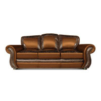 Eleanor Rigby Balentine 95" Genuine Leather Rolled Arm Sofa