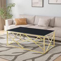 Mercer41 48" L Rectangular Tempered Glass Coffee Table For Living Room