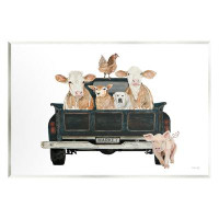 Stupell Industries Stupell Industries® Farm Animals In Truck Framed Floater Canvas Wall Art Design By Cindy Jacobs