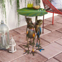 Trinx Geiger Three Frogs Metal Outdoor Side Table