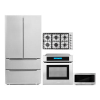 Cosmo 4 Piece Kitchen Package 36" Gas Cooktop 24" Single Electric Wall Oven 24.4" Built-in Microwave & Energy Star Frenc