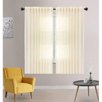 Eider & Ivory™ 2-Panel Faux Belgian Flax Textured Semi Sheer Curtains - For Windows Living Room Bedroom Patio - Partial