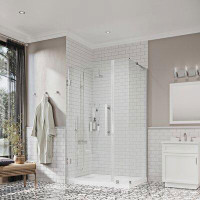 Ove Decors Endless Tampa-Pro 34.02" W x 32.01" D x 72.01" H Frameless Rectangle Shower Kit with Base Included