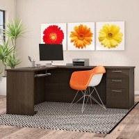 Lark Manor Tammara L-Shape  Executive Desk with Hutch