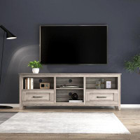 Gracie Oaks 70.08 Inch Length Black TV Stand For Living Room And Bedroom, With 2 Drawers And 4 High-Capacity Storage Com