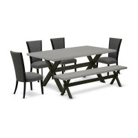 Winston Porter Winston Porter 36FD4EE0132C4DE1961D5795A08624F5 6 Pc Dining Set - 4 Black Dining Chairs, Wood Table And M