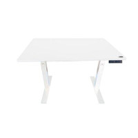 Inbox Zero Rise Up Electric Height Adjustable Sit/Stand Desk, With White Desktop, Memory, Dual Motors (White MDF Top/Wht