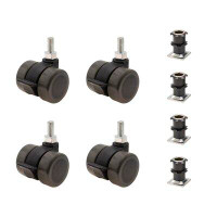 Outwater 3/4" Square Double Star Caster Inserts | 5/16-18 X 5/8" Threaded Stem | 1-1/2" Grey Swivel Non Hooded Twin Whee