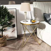Mercer41 Luxurious White Marble & Gold End Table - Modern Elegance For Your Home Decor