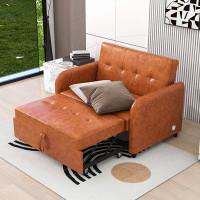Latitude Run® Jerik Vegan Leather Reclining Sleeper Sofa, Convertible Sleeper Bed, Sofa Bed with USB Ports