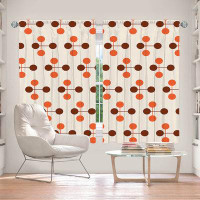 East Urban Home Lined Window Curtains 2-panel Set for Window Size Nika Mid Century Dottie Orange Chocolat