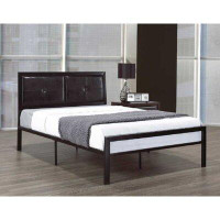 Wildon Home® Bed Black Metal Frame With Upholstered Headboard - 54'' Double
