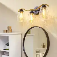 Teamson Teamson Home Heidi Dimmable 3-Light Bathroom Vanity Light, Black/Brass