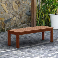 Latitude Run® Backless Patio Bench | Eucalyptus Wood | Ideal For Outdoors And Indoors, 53", Dark Teak Finish