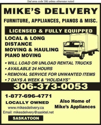 Appliance Delivery Removal Repair 306 202 2893