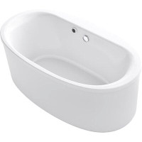 Kohler Sunstruck 60 In. x 34 In. Oval Freestanding Bath with Bask® Heated Surface and Straight Shroud