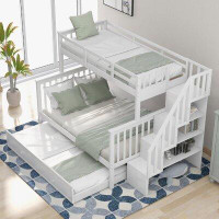 Harriet Bee Abdeslam Twin Over Full Solid Wood Standard Bunk Bed with Bookcase by Harriet Bee