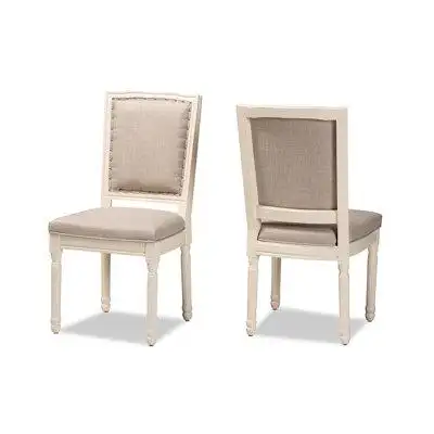 One Allium Way Lefancy  Louane Traditional  and White Finished Wood 2-Piece Dining Chair Set
