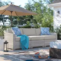 Sol 72 Outdoor™ Canapé de patio en osier avec coussins Waterbury