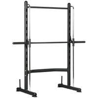 ADJUSTABLE SQUAT RACK WITH PULL UP BAR AND BARBELL BAR, MULTI-FUNCTION WEIGHT LIFTING HALF RACK FOR HOME GYM STRENGTH TR