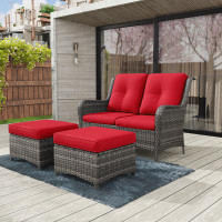 Winston Porter Outdoor Wicker Loveseat With Cushions