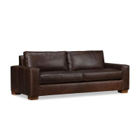 Joss & Main Jonie 91" Genuine Leather Sleeper Sofa