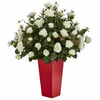 Latitude Run® Bush Artificial Roses Floral Arrangements in Planter