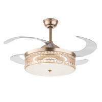 Everly Quinn 42 Inch LED Chandelier Ceiling Fan Light Living Room Bedroom Ceiling Lamp+Remote