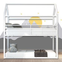 Harper Orchard Twin Over Twin Metal House Bunk Bed Including One Built-In Ladder