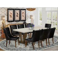 Winston Porter Winston Porter B8D152A748B04A8B8FB0252BABE94A7E 9 Pc Dining Set - 8 Black Upholstered Chair And 1 Kitchen