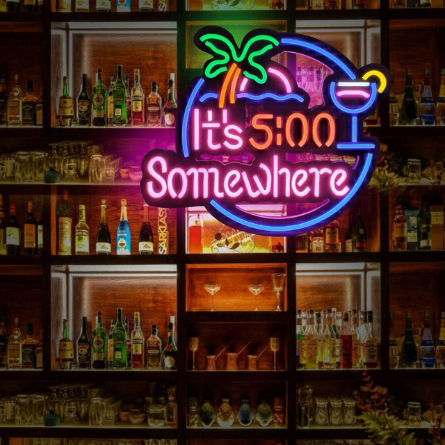 NEW NEON LED WALL SIGN IT'S 5 SOMEWHERE 228433 in Other in Alberta - Image 2