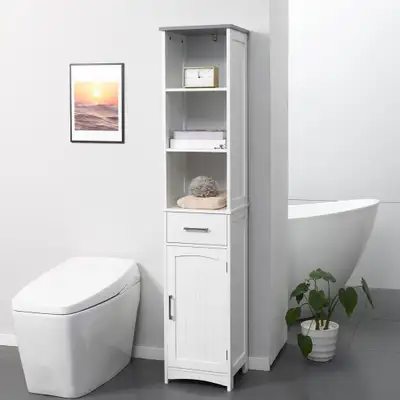 Bathroom Cabinet 13.5" x 11.75" x 64.25" White