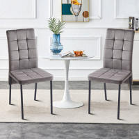 Mercer41 Modern Stylish Set of 4 Velvet Upholstered Dining Chairs with Metal Legs and Non-Slip Foot Pads