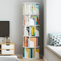 Latitude Run® Latitude Run® 5 Tier Rotating Bookshelf, 360° Revolving Bookcase 20 Shelves Floor-Standing Storage Display
