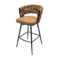 George Oliver Technical Leather Woven Bar Stool Set Of 2