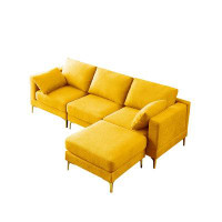 Latitude Run® ADF Living Room Furniture Modern Leisure L Shape Couch Yellow Fabric