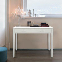 Hokku Designs Meno 36" Rectangular Italian Carrara White Marble Console Table