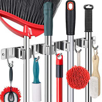 WFX Utility™ Broom Holder Wall Mount Garden Tool Organizer,Mop Hanger Wall Mounted Garage Storage,Kitchen,Laundry Utilit
